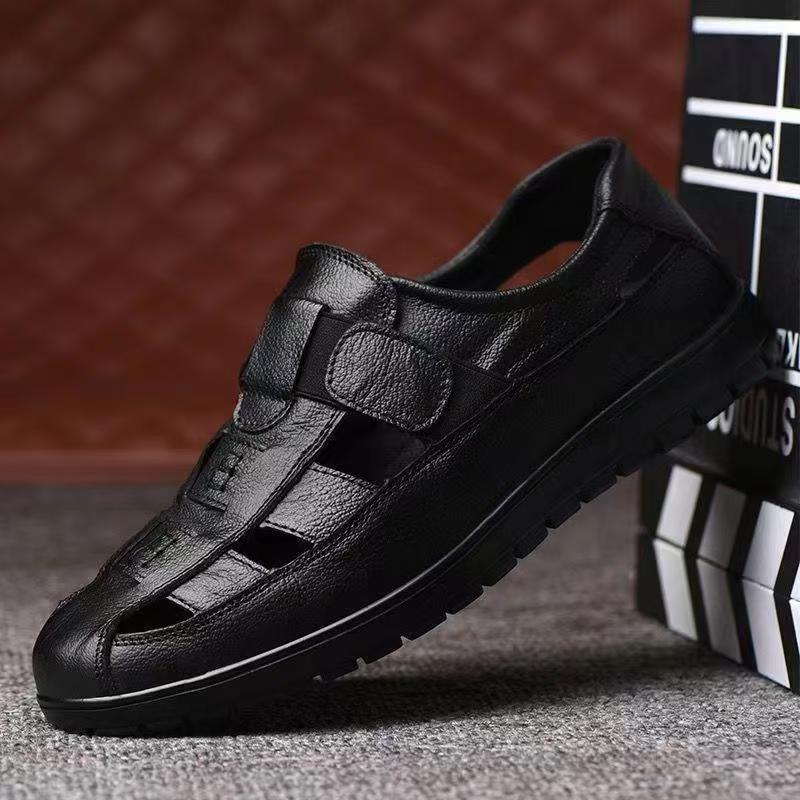 New arrival business hole cool leather shoes men's casual wedding groom british sandals summer breathable youth pointed toe men's shoes