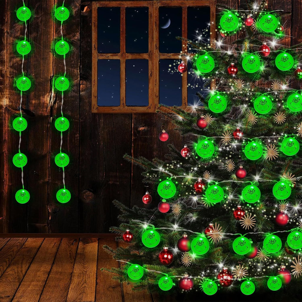2024 new LED grinch light string indoor cartoon atmosphere decorative lights christmas lights flash string