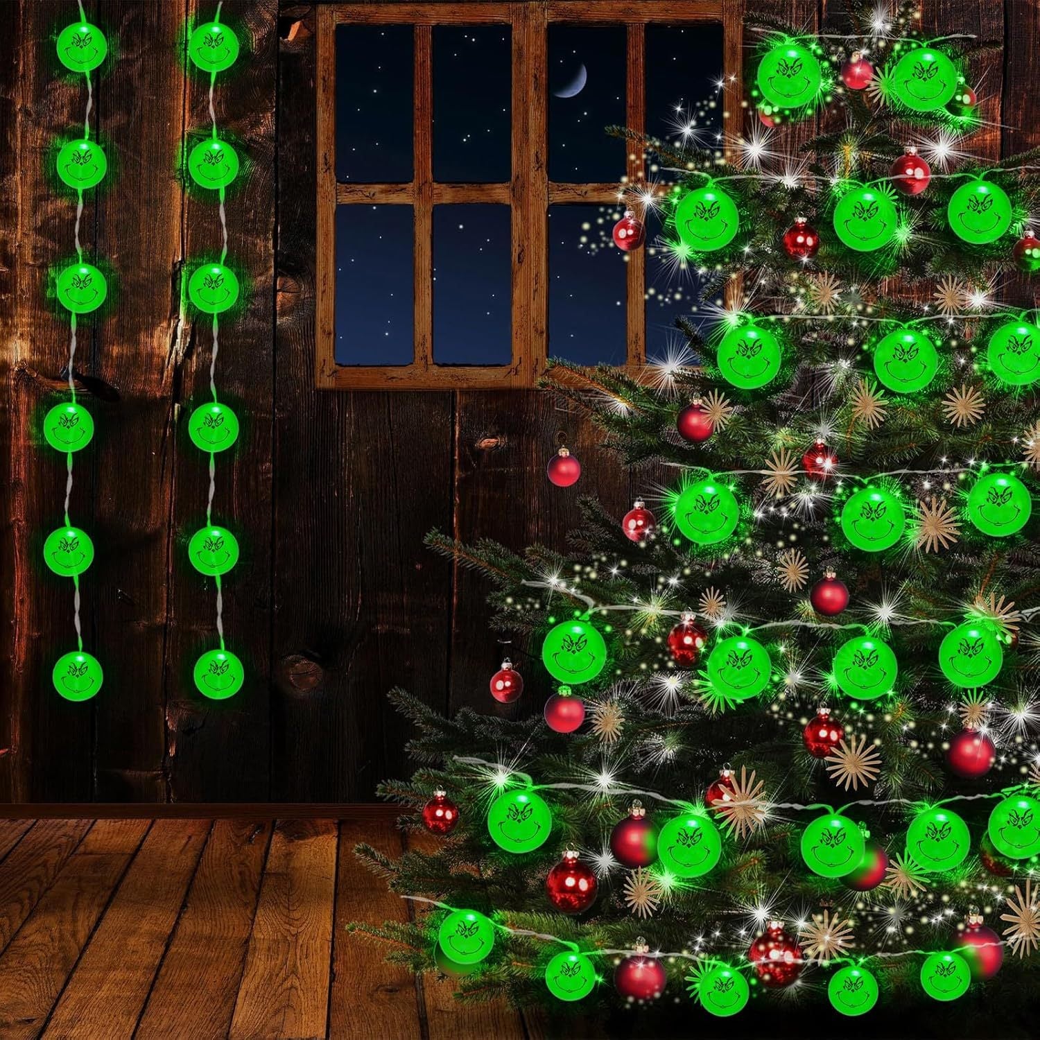 2024 new LED grinch light string indoor cartoon atmosphere decorative lights christmas lights flash string