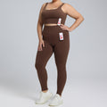 European and american plus size yoga outfit set - premium lycra brushed athletic set for women - running and fitness two-piece set