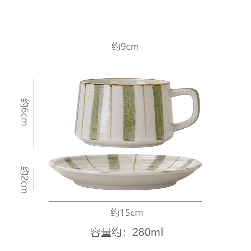 Stylishretroclassy underglaze coffee cup and saucer niche style hand gift ceramic mug office milk coffee cup