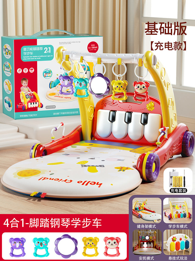 Infant foot pedal piano baby gym dual-use walker toy educational early learning multifunctional musical crawling activity center