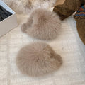 plus sizepure color fluffy large fur slippers soft bottom winter toe-cap home heattech multi-color cotton slippers