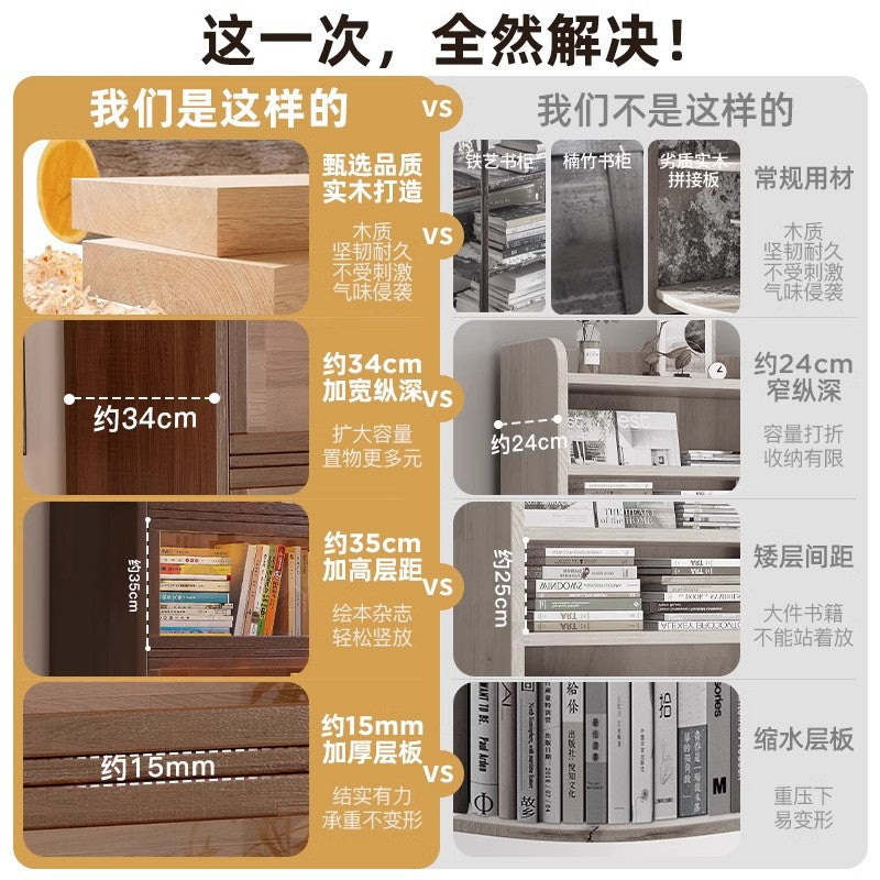 Solid wood dust-proof bookcase integrated against the wall Walnut color storage cabinet Locker Floor storage cabinet Household bookshelf