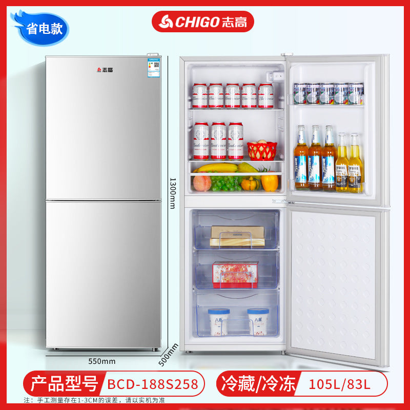 Chigo refrigerator double door refrigeration and freezing dormitory rental room use first class for home small refrigerator two person refrigerator