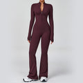 Customizable zippered cloud-feel long sleeve yoga bodysuit - high-intensity fitness activewear one-piece compression suit 2012