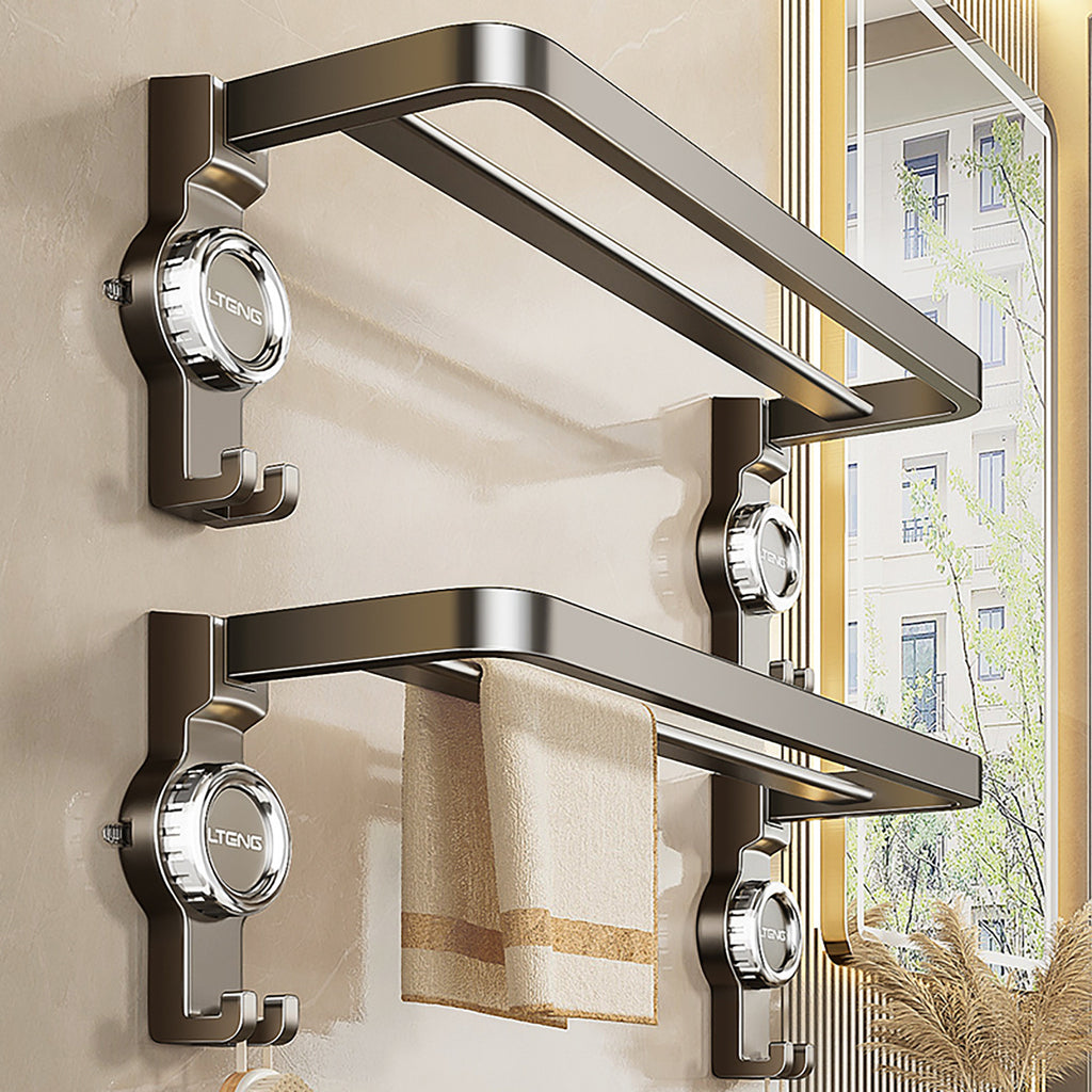 [Sample customization] Suction cup towel rack, bathroom towel storage rack, double rod folding bathroom storage rack