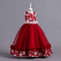 Ready-to-ship wholesale children's formal dresses, featuring a petal waistband and princess silhouette, perfect for little girls' birthdays, piano recitals, and performances