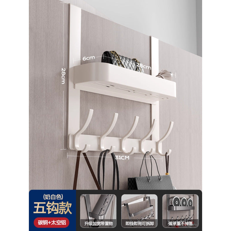 Double-layer clothes hanger behind the door, no need to punch holes, bedroom door hook, door back coat rack, storage rack behind the door