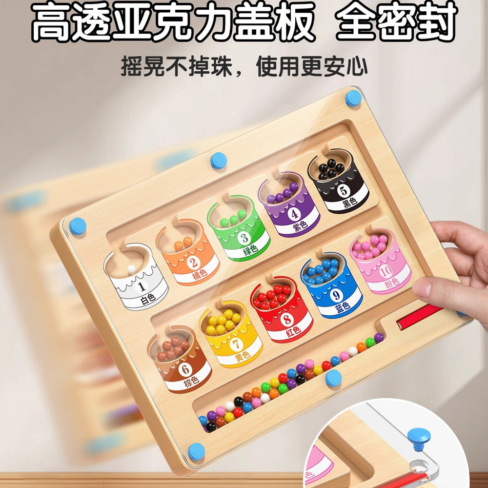 Children's magnetic maze toy set - focus training, pen control, logic thinking, and color recognition educational toy