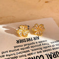 S925 sterling silver needle zircon clover flower earrings - women's luxury, high-end, unique, and elegant stud earrings
