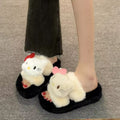 New arrival high-looking kt cat fur slippers flip-flops 2025fall and winteroutwear soft thick bottom non-slip cute cartoon