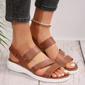 new arrival: women's summer casual platform sandals - plus size, faux leather, single strap, cross-border style