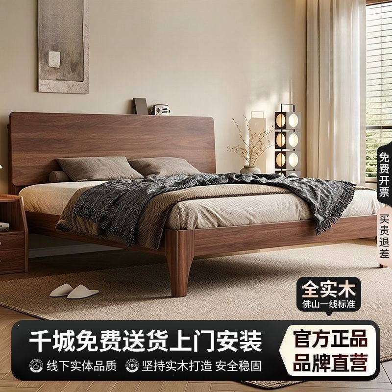 Oak solid wood bed 1.8m casualfor home bedroom 1.2m rental double bed master bedroom king bed