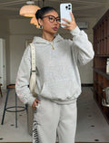 Amazon fashion cross-border  new arrival women's embroider hooded sweatshirt with pink floral lettering on the back and double sleeves