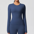 New arrival in stock cross-border double-sided brushed solid color longline training sports long sleeve t-shirt running fitness yoga top for women