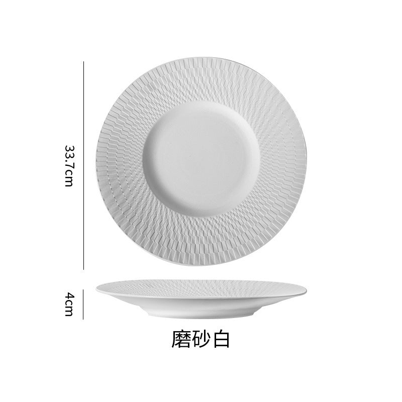 Nordic rock texture ceramic steak plate - premium ceramic tableware for restaurants and hotels