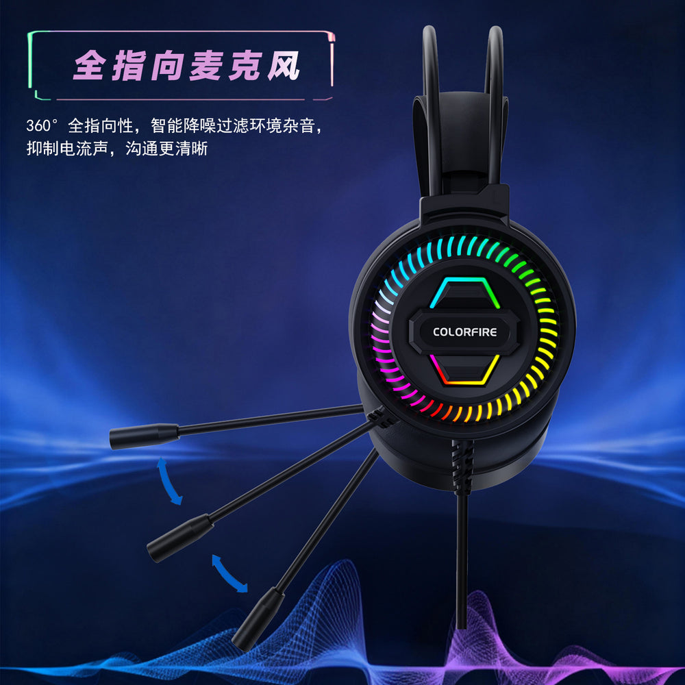 Colorful h500 over-ear gaming headset with microphone, 7.1 surround sound usb headphones