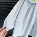 Girls' spring/autumn new arrival blouse - fresh floral print, turn-down collar, baby shirt, stylish and versatile long-sleeve top for girls