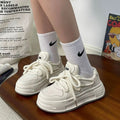 Niche stylecasual sneakers for women 2026new arrivalspringthick solejapanese style white shoespreppy style breathable sneakers
