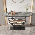 Wall-mounted console table for entryway, home, hallway, with led light strip, rock slab top, new style living room console cabinet for hallway end