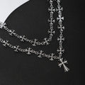 Cross necklace wholesale european and american cross-border jewelry fashion hip-hop non-fading necklace men's double-layered cuban chain