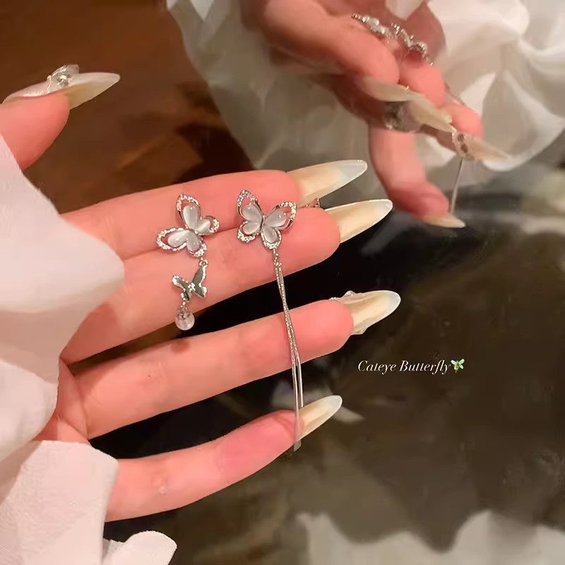 Ins style pearl earrings for women 925 silver needle niche design butterfly earrings accessible luxury high-end earrings earrings earrings