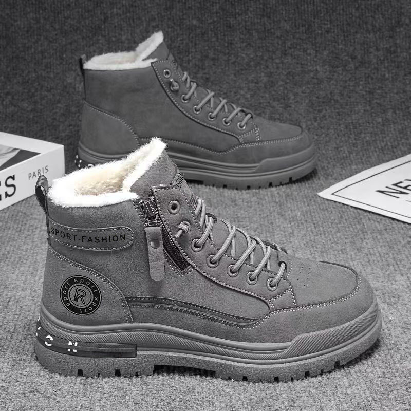 Boots men's shoes high-top winterfleece-linedthickened cotton shoes waterproofnon-slip construction site work labor protection workwear boots
