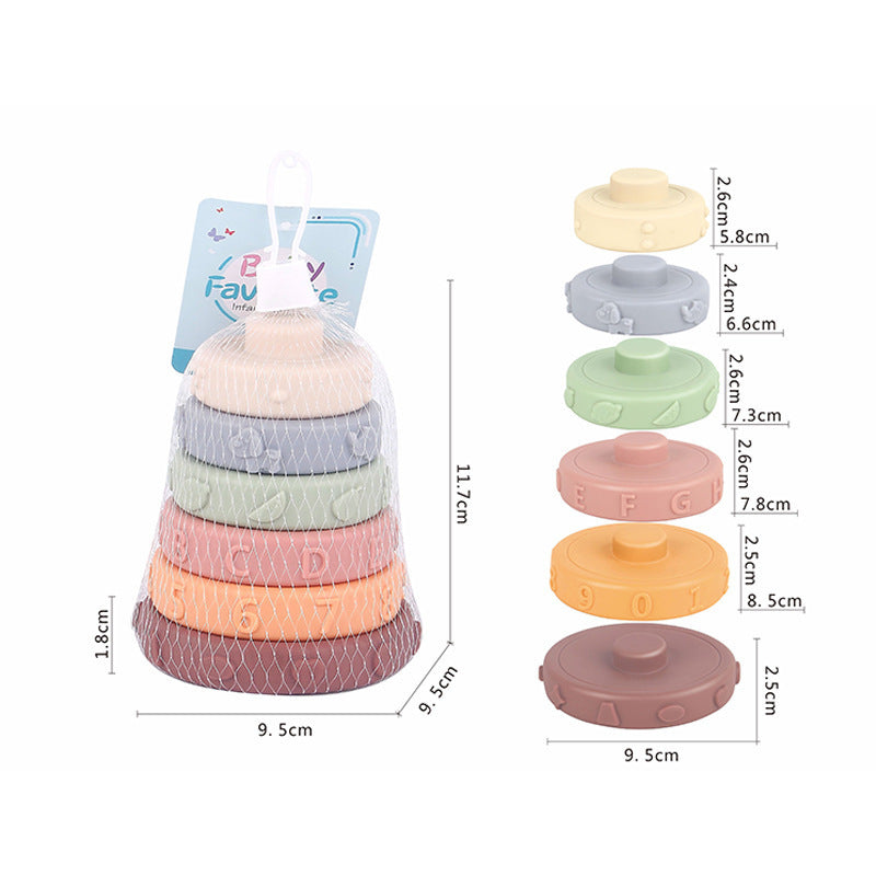 Cross-border export  baby vinyl stacking high early education cognitive soft glue stacking music baby stacking ring toy