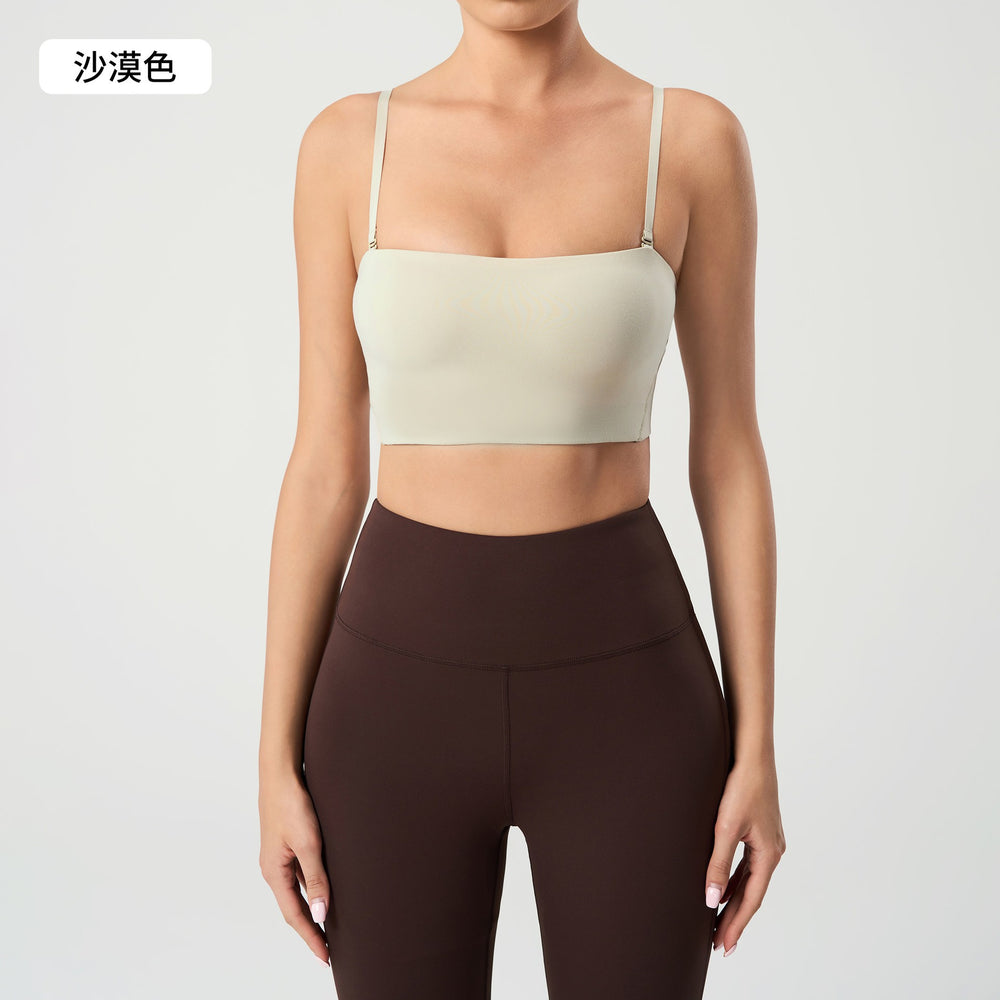 Thin shoulder strap camisole women's nude tube topintimatescomfortableplaid fitness pilates yoga bra daw138