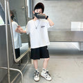 Boys' summer outfit  new summer collection, mid-to-large children's boys' lightweight, stylish, trendy, and cool short-sleeve set