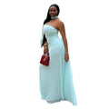 European and american cross-border women's fashion  summer new arrival: elegant halter neck tube top green evening gown long dress