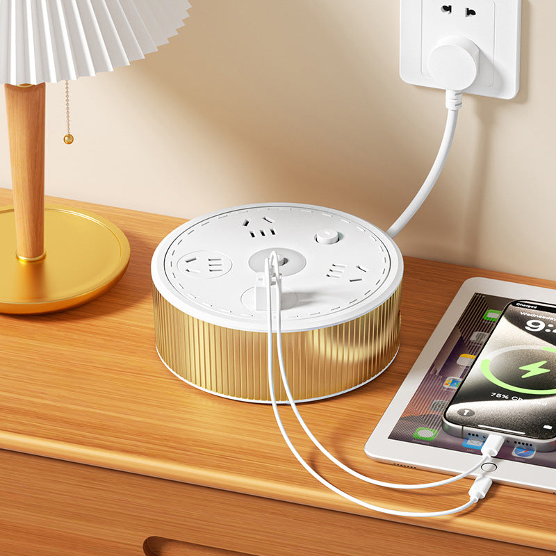 Round retractable socket multi-functional telescopic power strip dormitory power strip usb power strip for home power strip long line