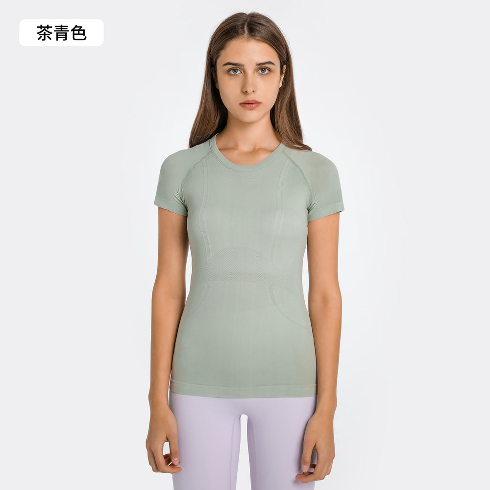 Spring/summer new women's short-sleeve crew neck sports t-shirt - running, fitness, slim-fit, breathable yoga top - s2067