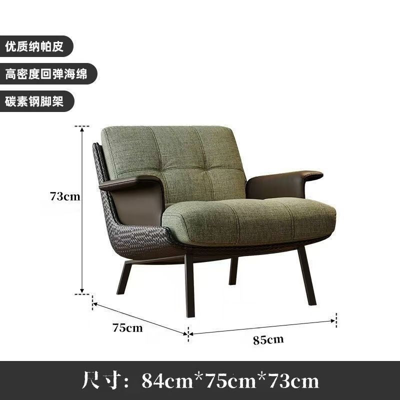 Designer light luxury italian minimalist mid-century wabi-sabi style high-end single sofa