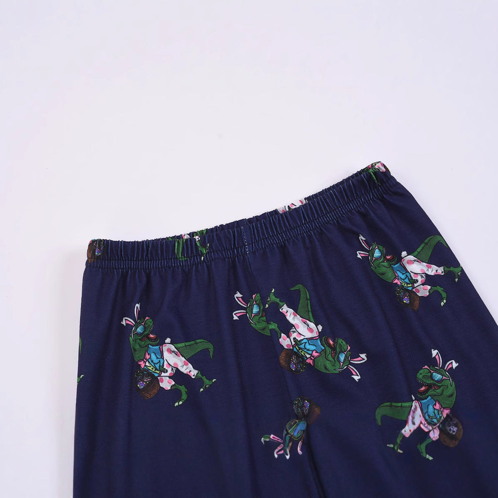 Flame-retardant fabric cross-border foreign trade summer home wear interesting dinosaur egg picking 2-piece set