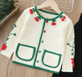 Girls' knitted sweater two-piece set -  autumn/winter new collection - handmade floral pants set for baby girls