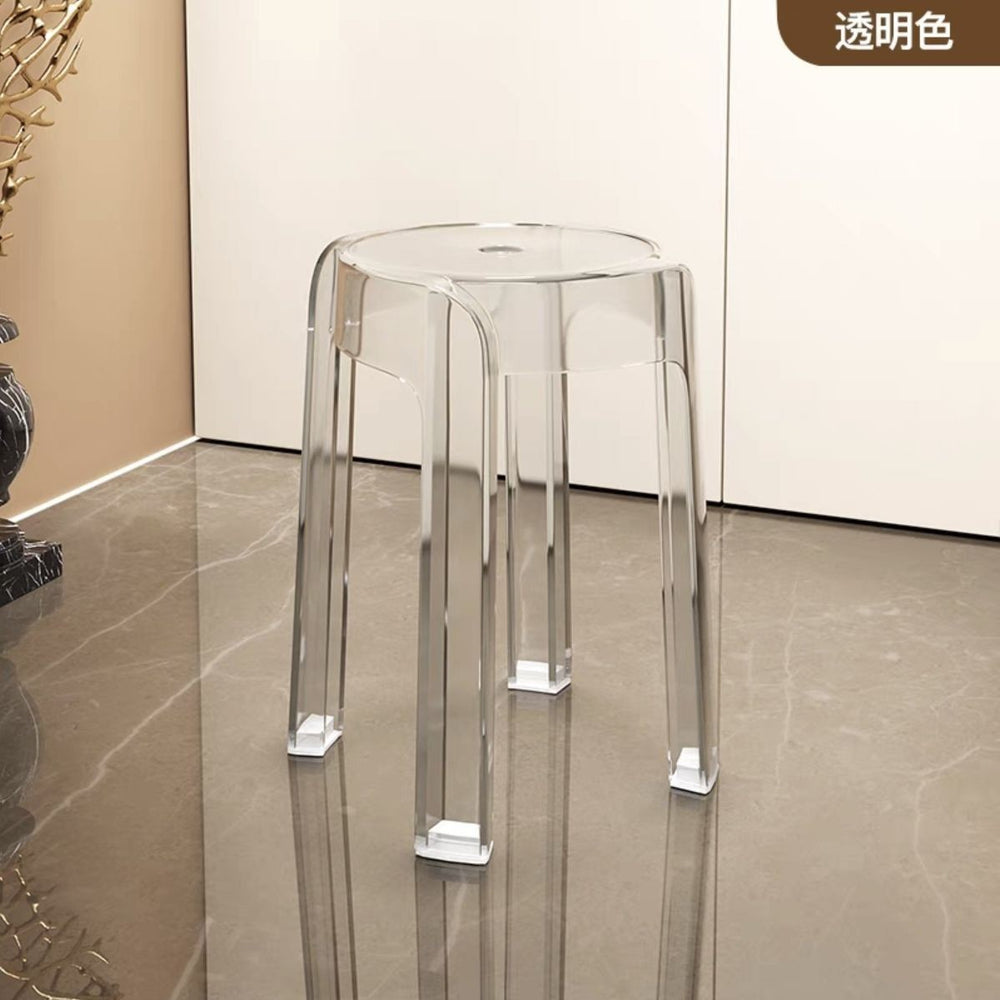 Minimalist chic stool - commercial grade, thickened, stackable, transparent round stool chair - acrylic chair, plastic stool for home use
