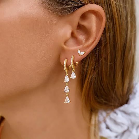 Bestselling european and american diamond marquise drop earrings - fashionable single ear studs, no piercing needed, perfect holiday jewelry gift for women