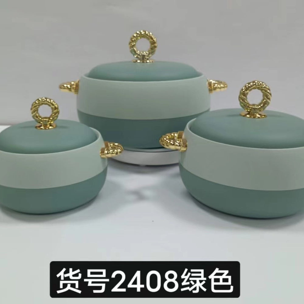 Food warmer hot selling 3pcs foreign trade thermal box 1l-2l-3.5l /set gold handle item number 2408