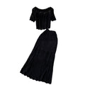 Korean ins style cut out crochet lace short-sleeved suit skirt women's shorttops+mermaid half length skirttwo-piece set trendy