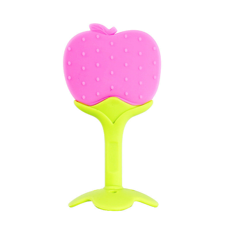 Baby fruit toothpaste baby molar stick food grade silicone biting glue manufacturer two-color three-dimensional strawberry biting music