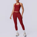 New arrival cross-border seamless pure color halter back tight-fitting suit sports running fitness yoga clothes two-piece set