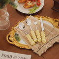 Luxury thickened ceramic handle cutlery set - high-end tableware, food-grade stainless steel forks and spoons for hotels, restaurants, wholesale