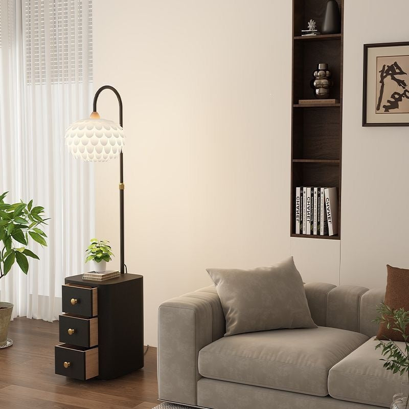 Cream style floor lamp with drawer small apartment for home bedroom bedside table all-in-onefrench storage popular atmosphere lamp