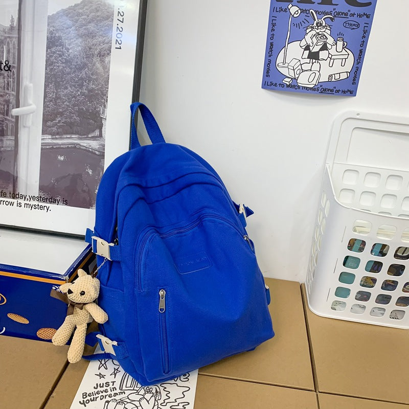 Women's college student backpack - trendy ins style, large capacity, japanese design, korean minimalist, canvas backpack for campus and travel