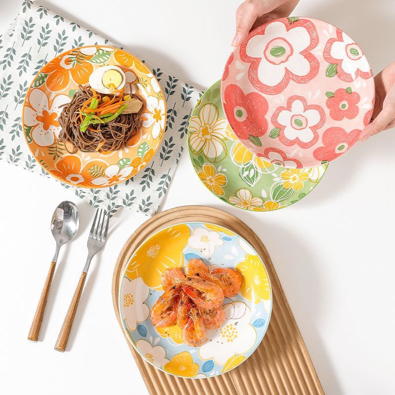 Flower-like internet celebrity household vegetable plate fish plate high-looking ceramic plate creative accessible luxury fruit dessert plate suit combination