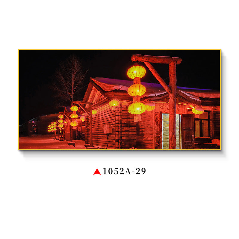 Northeast snow landscape decorative painting rural folk landscape wall painting iron pot stew restaurant farmyard light box hotel hanging painting