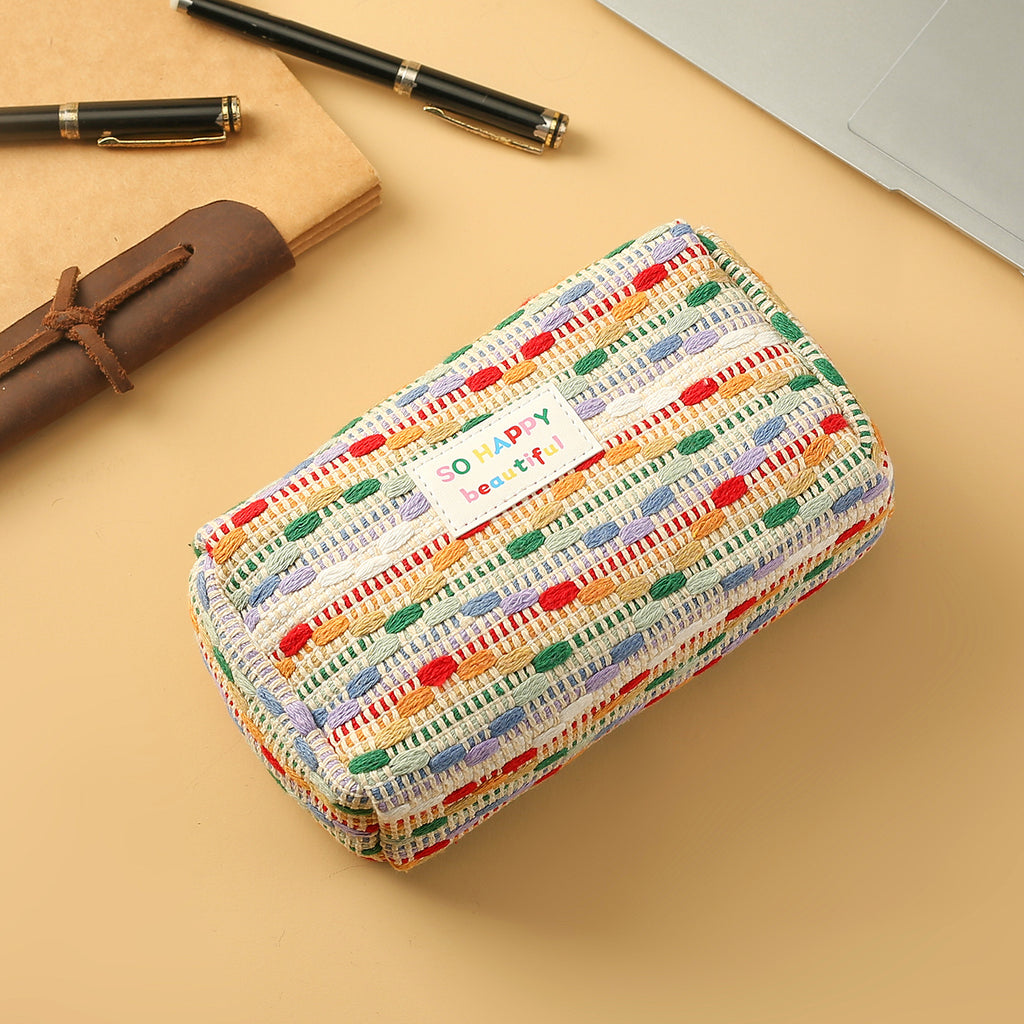 New cute cartoon strawberry cake pencil case versatile girl heart stationery storage bag large capacity pen ruler stationery box