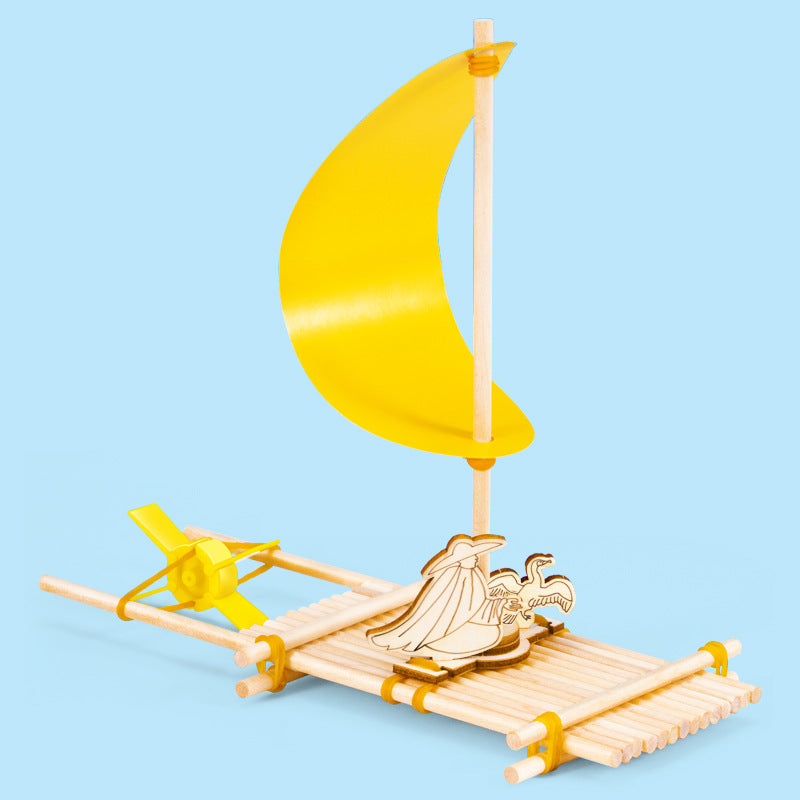 Science experiment DIY homemade bamboo raft boat water buoyancy children's handmade technology small production material package set